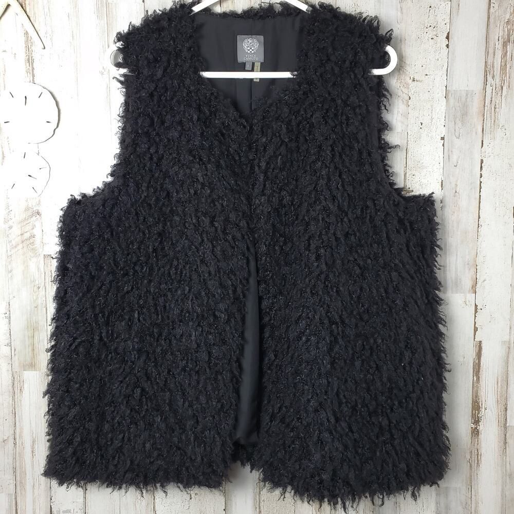 Vince Camuto Faux Fur Vest Black Size Large